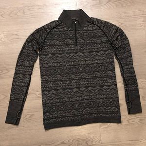 Lululemon Athletica long sleeve half-zip, black and gray, size 12